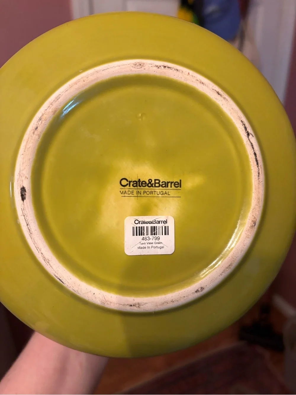 Crate&Barrel Matte Blue and Bright Yellow Ceramic Vase
